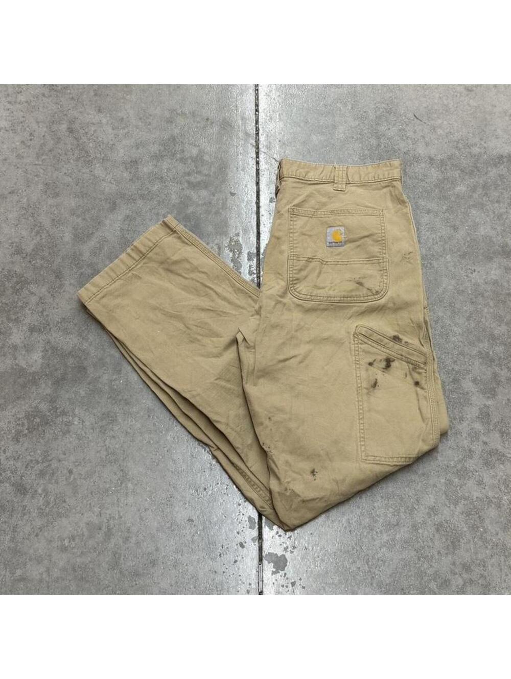 vintage carhartt beige relaxed baggy fit cargo pants size 34 x 34